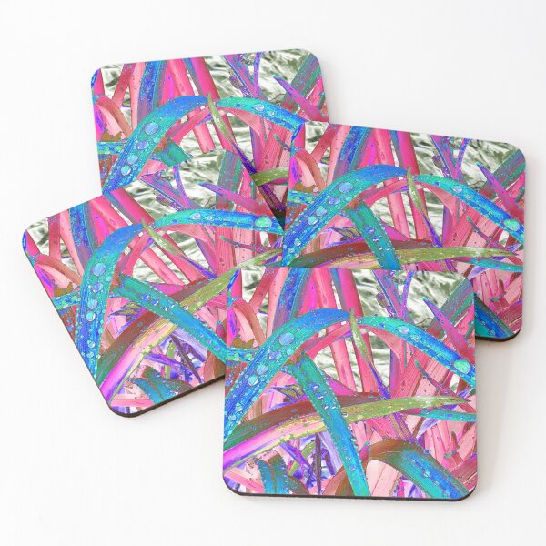 Item preview, Abstract Macro Raindrops on Teal, Blue & Pink Leaves designed and sold by SXW Designs.