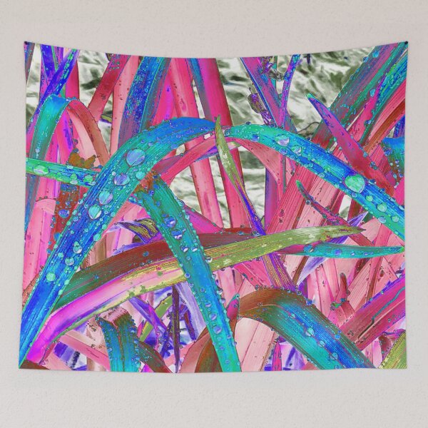 Item preview, Abstract Macro Raindrops on Teal, Blue & Pink Leaves designed and sold by SXW Designs.
