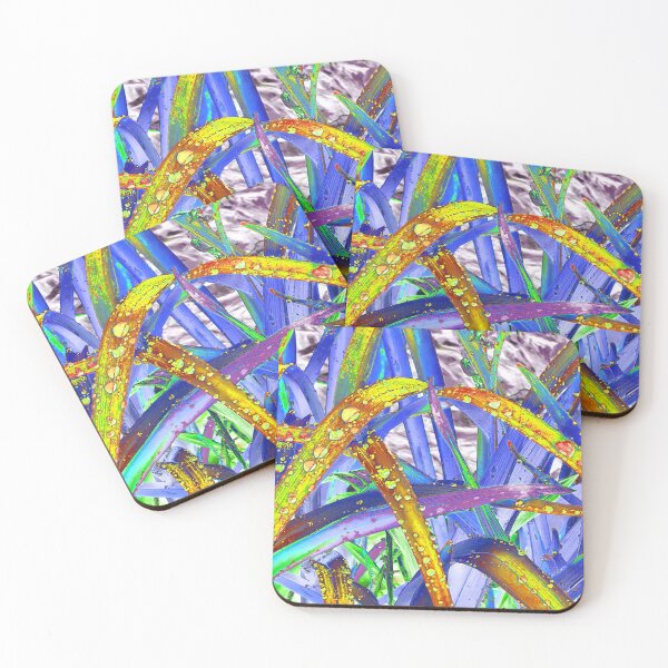 Item preview, Abstract Macro Raindrops on Yellow, Red & Indigo Leaves designed and sold by SXW Designs.
