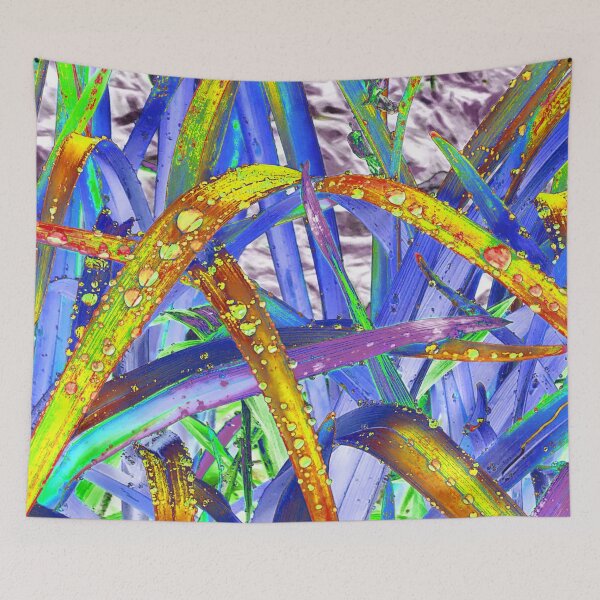 Item preview, Abstract Macro Raindrops on Yellow, Red & Indigo Leaves designed and sold by SXW Designs.