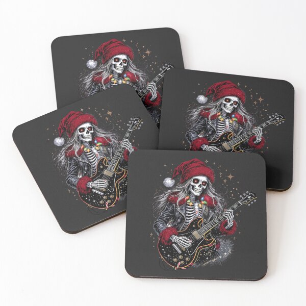 Item preview, Rockin’ Skeleton Santa Girl | Cool Gothic Christmas Rock Art designed and sold by ColorSplash123.