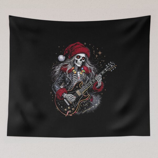 Item preview, Rockin’ Skeleton Santa Girl | Cool Gothic Christmas Rock Art designed and sold by ColorSplash123.