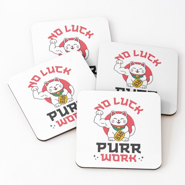 Item preview, No Luck Purr Work - Maneki Neko Flexing Cat Biceps Fitness Japanese Gym Pun designed and sold by Brogress Project.