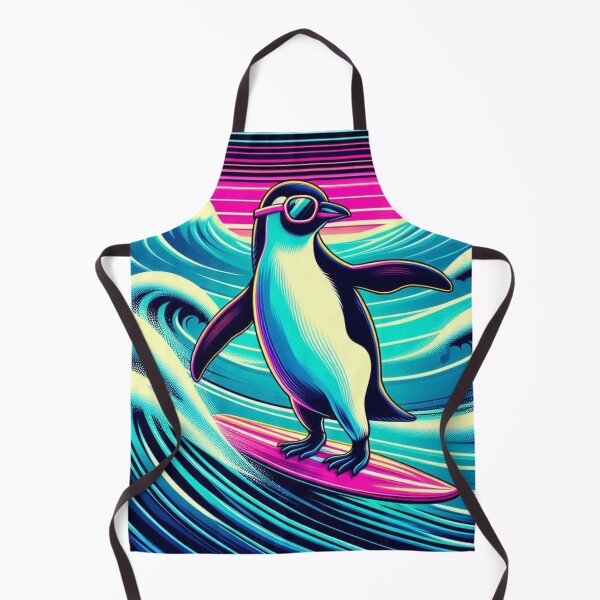 Item preview, "Surfing Penguin Vibes – Retro Sunset Wave Rider" designed and sold by Dogandesighn.