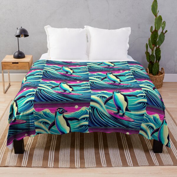 Item preview, "Surfing Penguin Vibes – Retro Sunset Wave Rider" designed and sold by Dogandesighn.