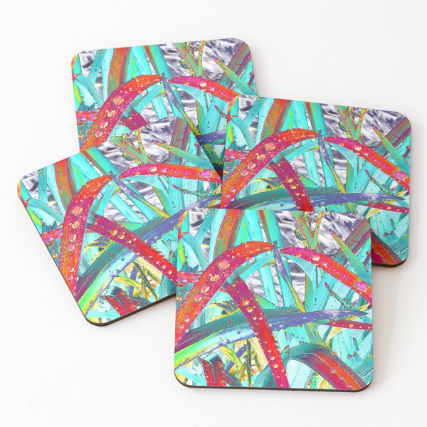 Item preview, Abstract Macro Raindrops on Red & Teal Leaves designed and sold by SXW Designs.