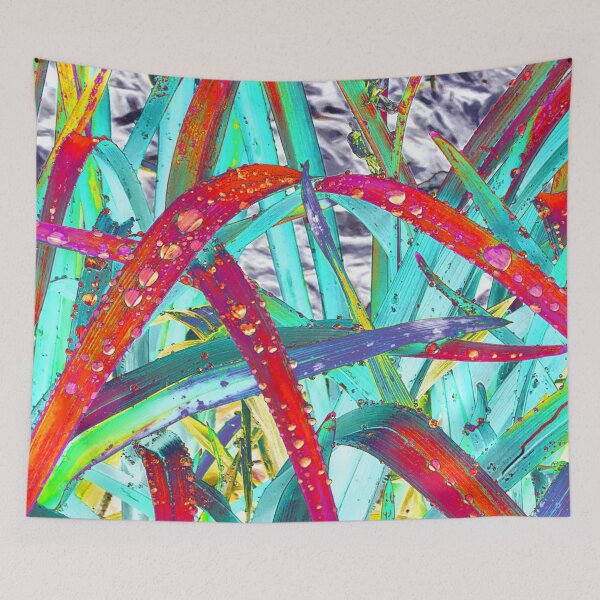 Item preview, Abstract Macro Raindrops on Red & Teal Leaves designed and sold by SXW Designs.