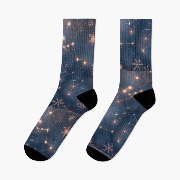 Item preview, Starry Constellations & Snowflakes – Winter Cosmic Seamless Pattern designed and sold by calm-style.