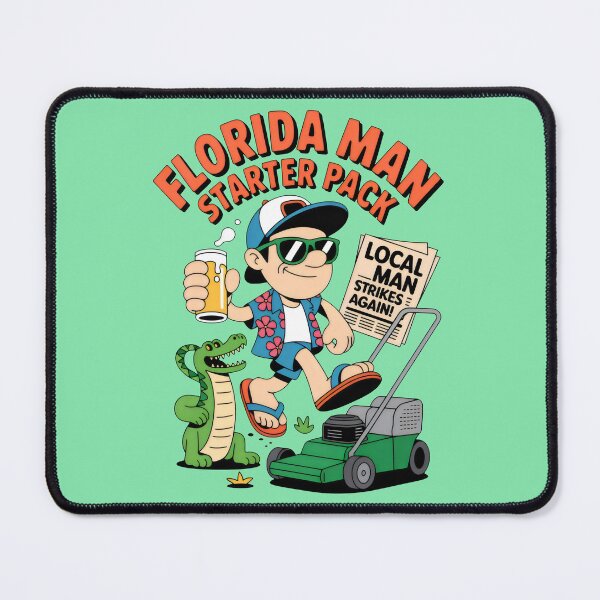 Item preview, Lawn Mowing with Beer, News, and Alligator in Florida Sun designed and sold by SplashTastic.