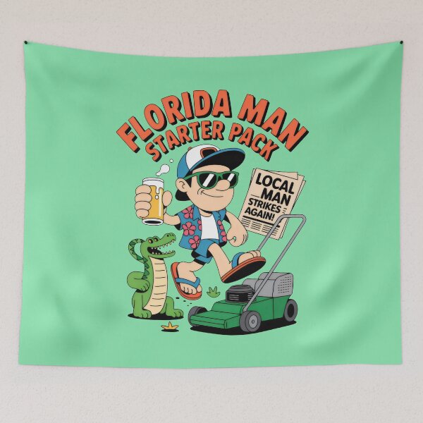 Item preview, Lawn Mowing with Beer, News, and Alligator in Florida Sun designed and sold by SplashTastic.