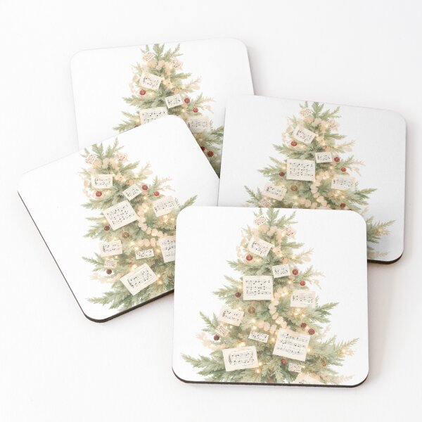 Item preview, Decorative Christmas tree with musical scores and wrapped gifts for a festive holiday celebration designed and sold by SpaceartLilu.