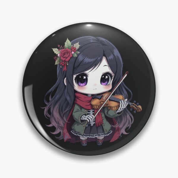 Item preview, Chibi Skeleton Violin Girl | Cute Kawaii Gothic Christmas Art designed and sold by ColorSplash123.