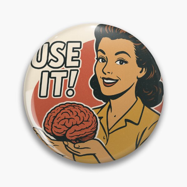 Artikelvorschau, Vintage “Use It!” Brain Retro Housewife Shirt – Funny 70s Style Ad Parody Tee entworfen und verkauft von Fiebertraum Fashion.