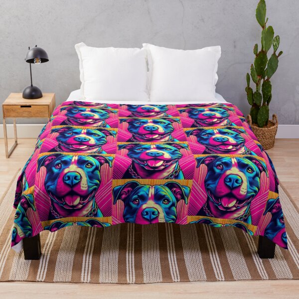 Item preview, "Colorful Pitbull Portrait – Neon Dog Pop Art" designed and sold by Dogandesighn.