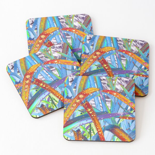 Item preview, Abstract Macro Raindrops on Orange, Yellow & Blue Leaves designed and sold by SXW Designs.