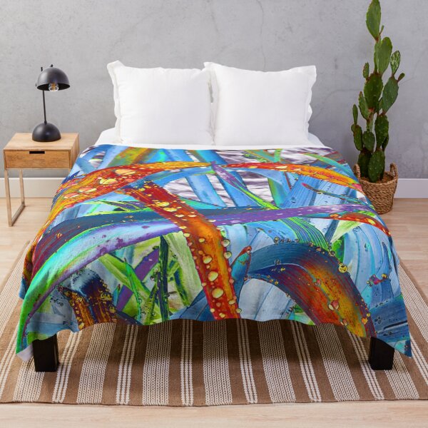 Item preview, Abstract Macro Raindrops on Orange, Yellow & Blue Leaves designed and sold by SXW Designs.