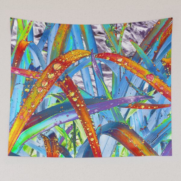 Item preview, Abstract Macro Raindrops on Orange, Yellow & Blue Leaves designed and sold by SXW Designs.