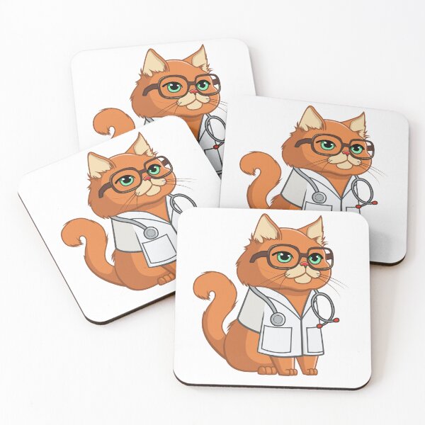Item preview, Smart cat in glasses and a medical gown. Doctor cat designed and sold by Viktoriia.