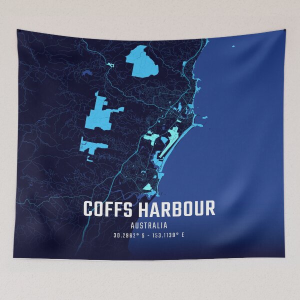 Item preview, Coffs Harbour Midnight City Map designed and sold by HomeLivingCo.
