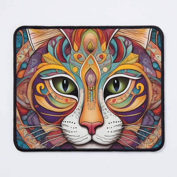 Item preview, Boho cat lion tiger colourful reds and oranges designed and sold by FocusedArt.