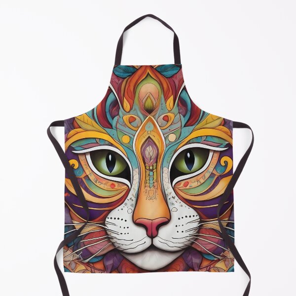 Item preview, Boho cat lion tiger colourful reds and oranges designed and sold by FocusedArt.