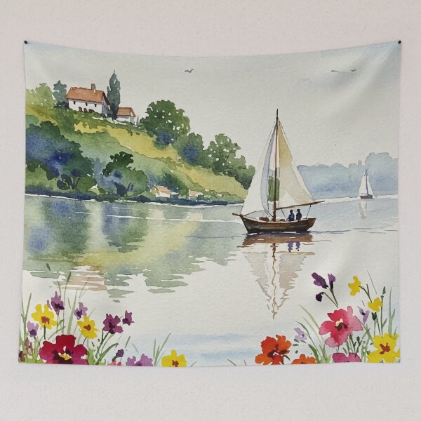 Item preview, Sailboat on a quiet lake designed and sold by Design4uStudio.