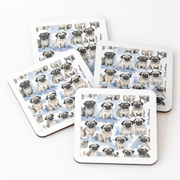 Item preview, Cute Pug Dog Seamless Cartoon Pattern designed and sold by Dream Garden.