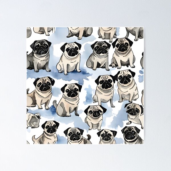 Item preview, Cute Pug Dog Seamless Cartoon Pattern designed and sold by Dream Garden.