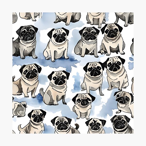 Item preview, Lindo patrón de dibujos animados sin costuras de perro carlino designed and sold by Dream Garden.