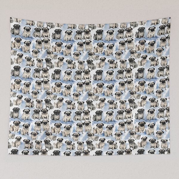 Item preview, Cute Pug Dog Seamless Cartoon Pattern designed and sold by Dream Garden.