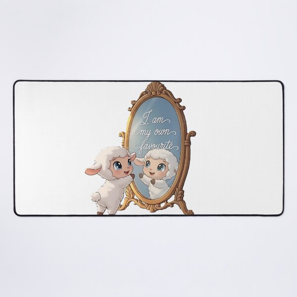 Item preview, I Am My Own Favourite" – Cute Lamb Self-Love Mirror Art designed and sold by DroolWorthyUS.