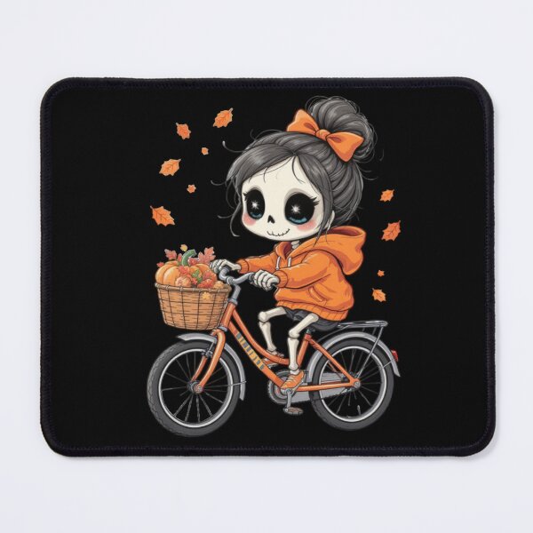 Item preview, Skeleton Girl on Bicycle | Cute Kawaii Spooky Halloween Art designed and sold by ColorSplash123.