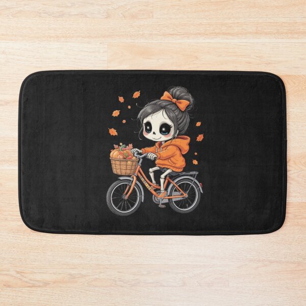 Item preview, Skeleton Girl on Bicycle | Cute Kawaii Spooky Halloween Art designed and sold by ColorSplash123.