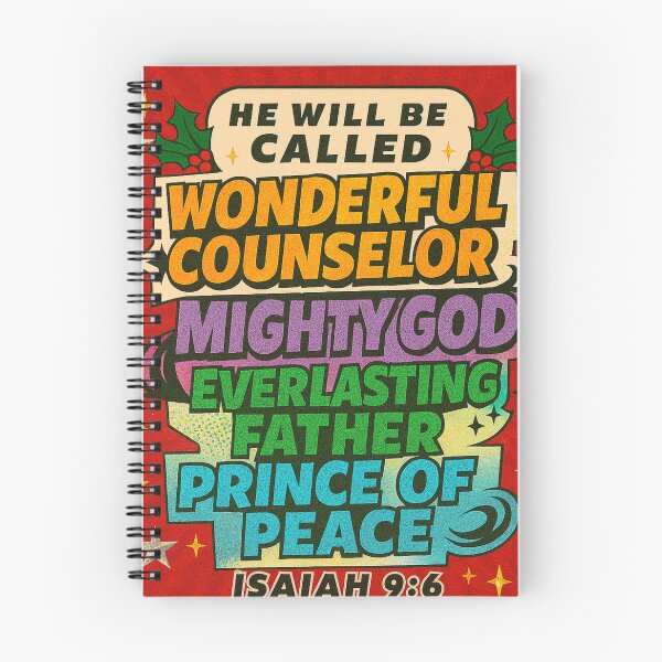Item preview, Christmas Isaiah 9:6 Scripture Art - Wonderful Counselor Mighty God Everlasting Father Prince of Peace - Festive Christian Typography designed and sold by AnTartstudios.