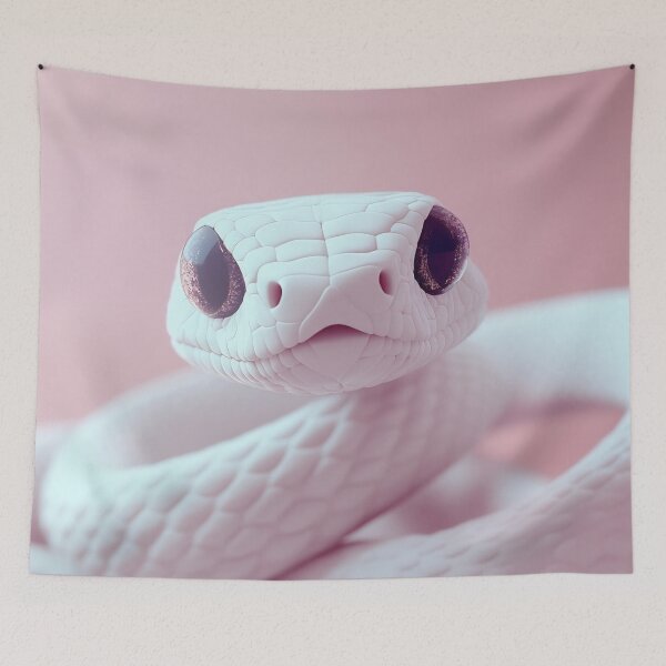 Item preview, White snake on pink bg designed and sold by anytka.
