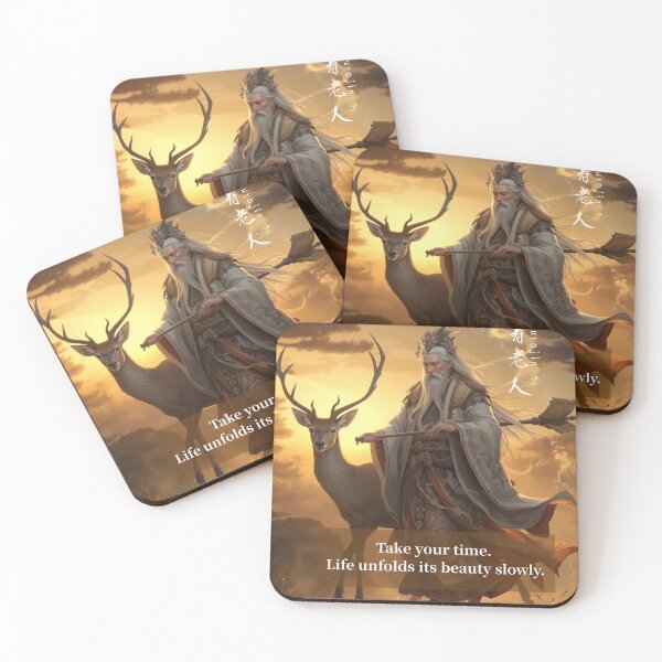 Item preview, Jurojin – God of Longevity and Wisdom | Japanese Lucky God Card / 寿老人 ― 長寿と知恵の神 designed and sold by Mori-no-Akari.