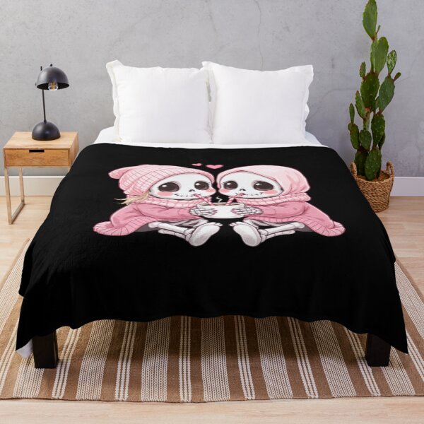 Item preview, Skeleton Couple Sharing Coffee | Cute Kawaii Spooky Love Art designed and sold by ColorSplash123.