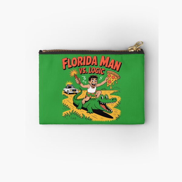 Item preview, Man on Grinning Alligator with Pizza and Firework in Florida Chaos designed and sold by SplashTastic.