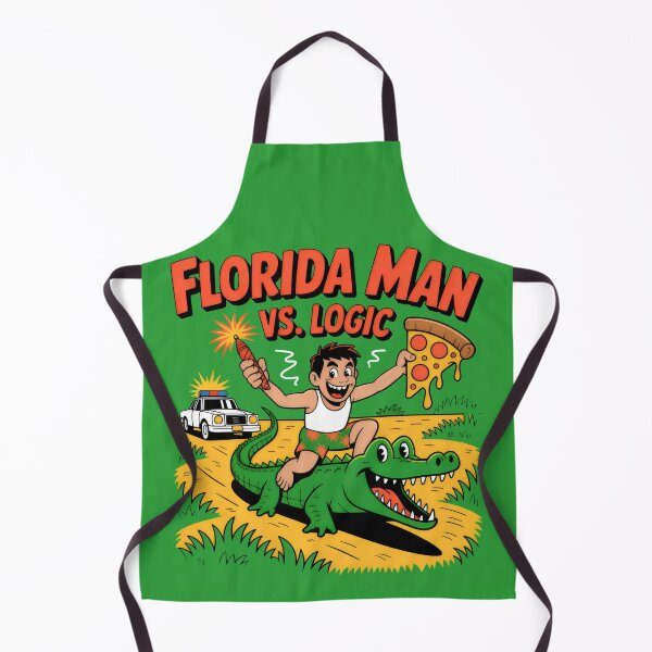 Item preview, Man on Grinning Alligator with Pizza and Firework in Florida Chaos designed and sold by SplashTastic.