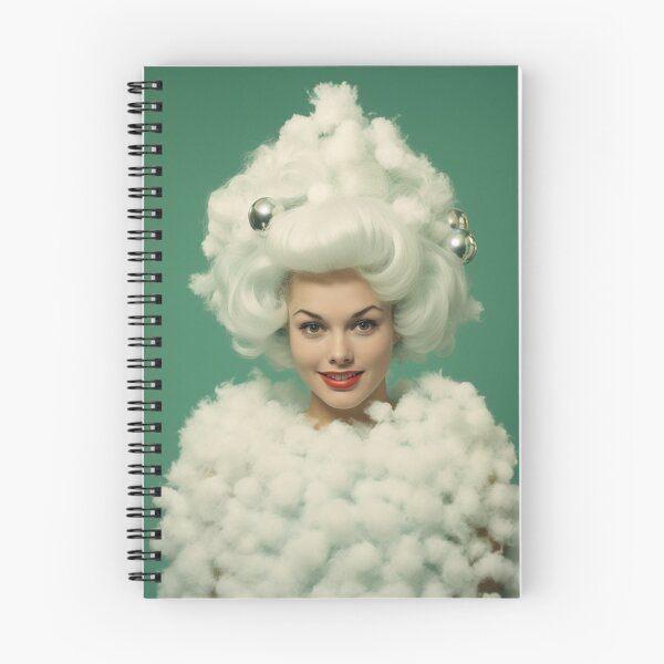 Item preview, Kitsch Christmas 1960s 60s retro white christmas tree woman greeting card designed and sold by MiettaPreston.