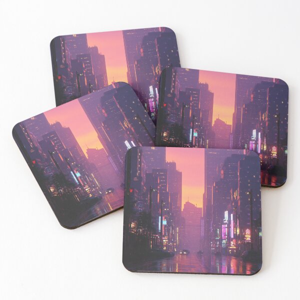 Item preview, Neon City Sunset – Retro Vaporwave Skyline designed and sold by A-VN STUDIOS.