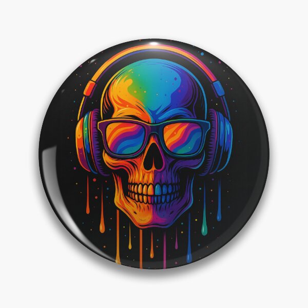 Artikelvorschau, Skeleton DJ – Colorful Skull Headphones Art entworfen und verkauft von LiLeDesigns.
