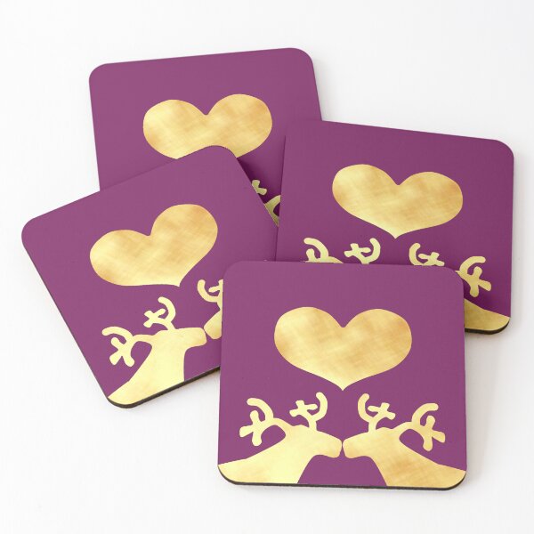 Item preview, Golden Reindeer couple on purple - Calm, Sensory-Friendly designed and sold by CreaTwinkles.