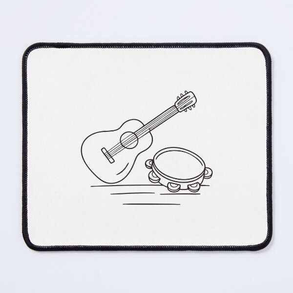 Item preview, A tambourine lying beside a guitar on the floor designed and sold by rasagamastore.
