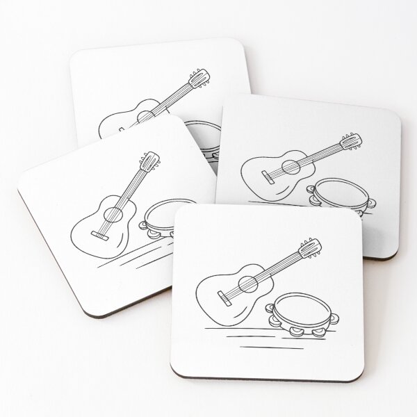 Item preview, A tambourine lying beside a guitar on the floor designed and sold by rasagamastore.