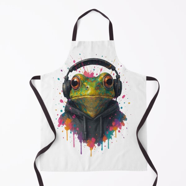 Item preview, DJ Vibe Frog – Cool Frog with Headphones & Hoodie (Color Splash Art) designed and sold by thtCMRAguy.