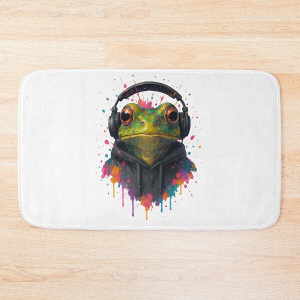Item preview, DJ Vibe Frog – Cool Frog with Headphones & Hoodie (Color Splash Art) designed and sold by thtCMRAguy.