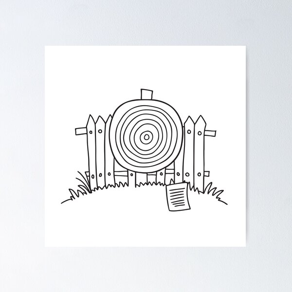 Item preview, A target pinned to a fence with a note nearby designed and sold by rasagamastore.