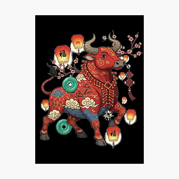Item preview, Auspicious Red Ox Celebration designed and sold by ZodiacWonders.
