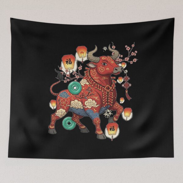 Item preview, Auspicious Red Ox Celebration designed and sold by ZodiacWonders.
